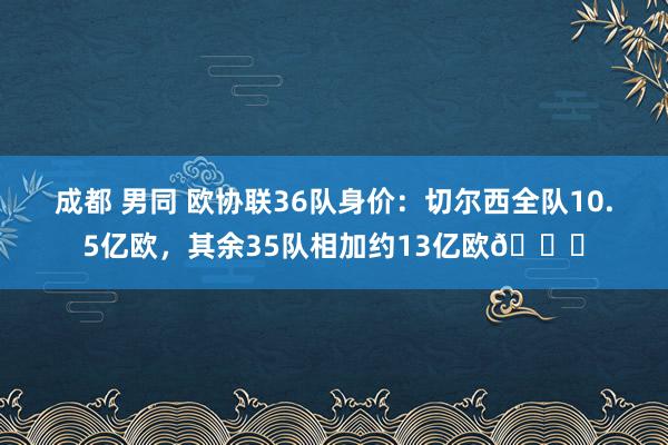 成都 男同 欧协联36队身价：切尔西全队10.5亿欧，其余35队相加约13亿欧😂